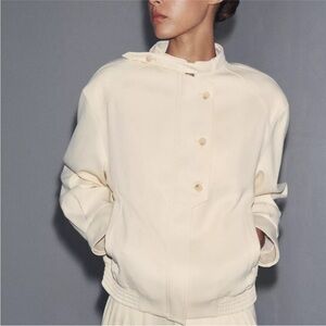 Zara Off-White Bomber Jacket
